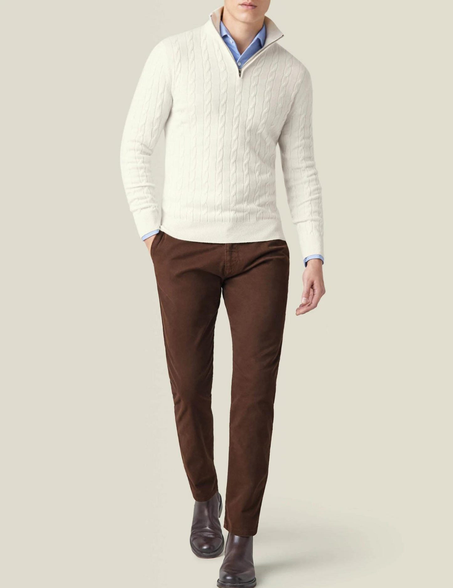 Cable Knit Zipper Sweater