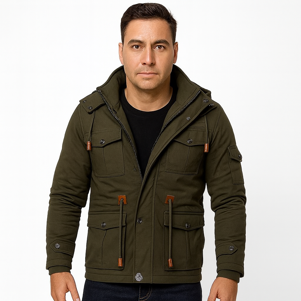 Men’s Multi-Pocket Zip-Up Military Jacket | Outerwear