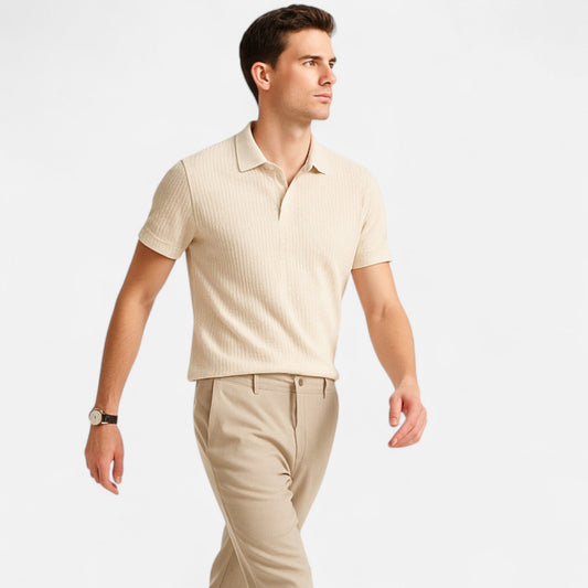 Men’s Waffle Knit Polo Shirt – Elevated Texture, Supreme Flexibility