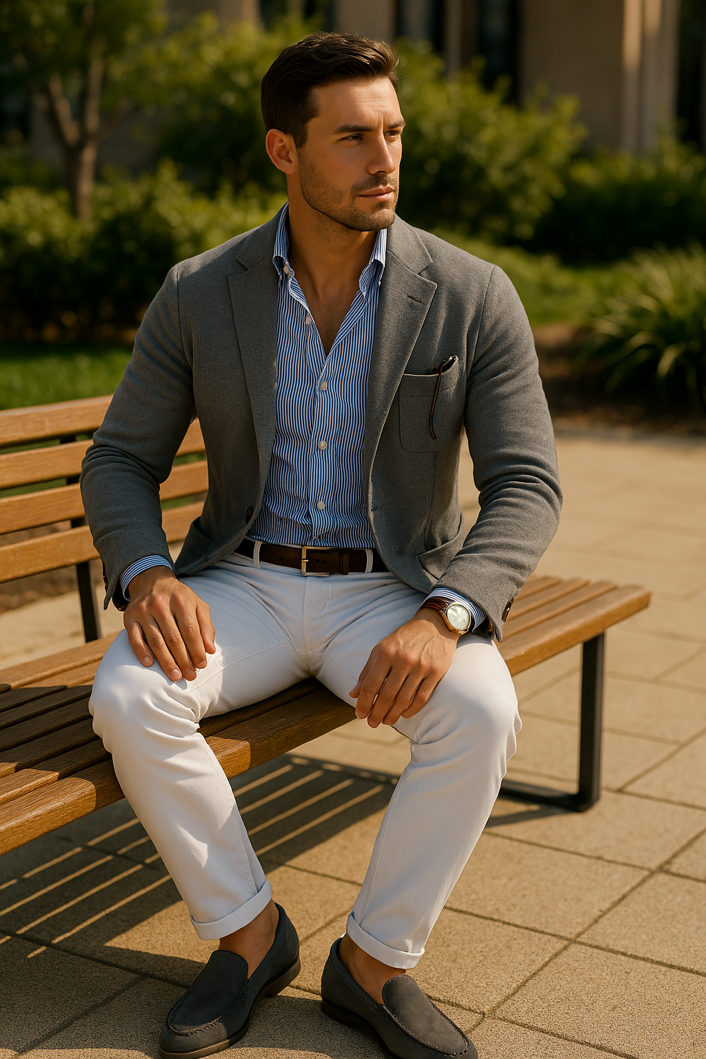 Stylish men's blazer with casual button pockets and Lapel collar