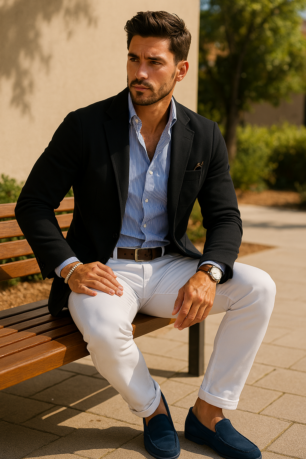 Stylish men's blazer with casual button pockets and Lapel collar