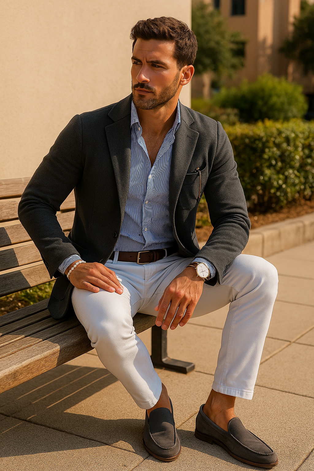 Stylish men's blazer with casual button pockets and Lapel collar