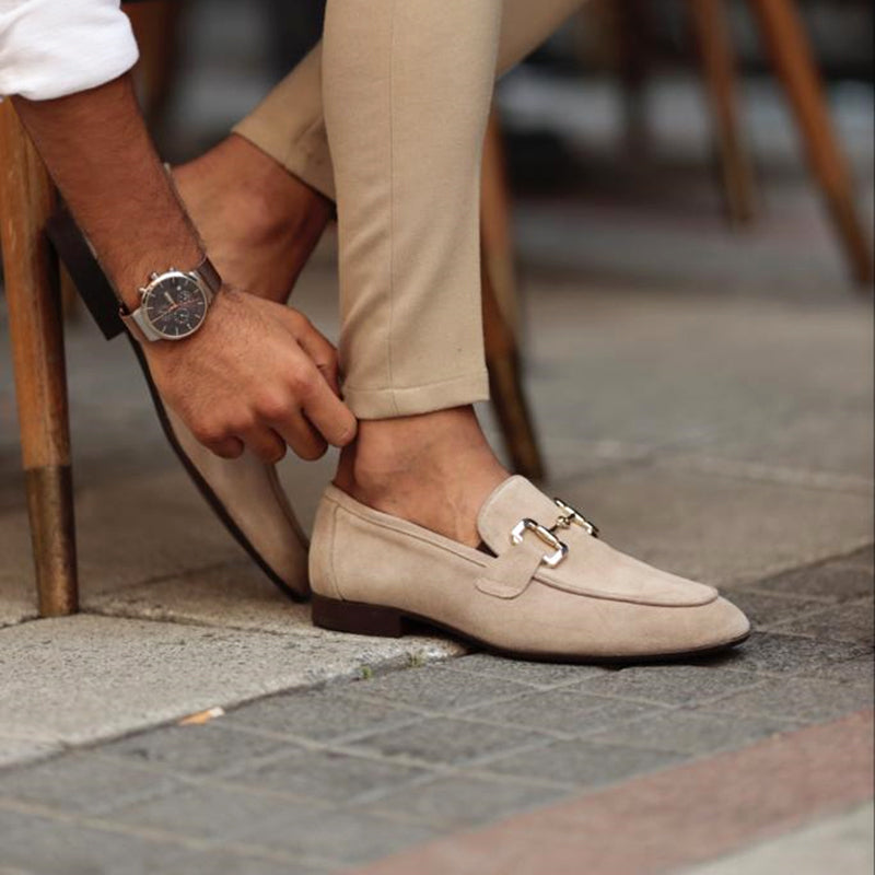 Men's Suede Loafers with Horsebit Detail