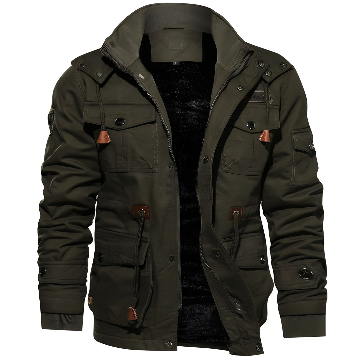 Men’s Multi-Pocket Zip-Up Military Jacket | Outerwear