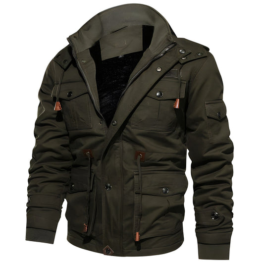 Men’s Multi-Pocket Zip-Up Military Jacket | Outerwear