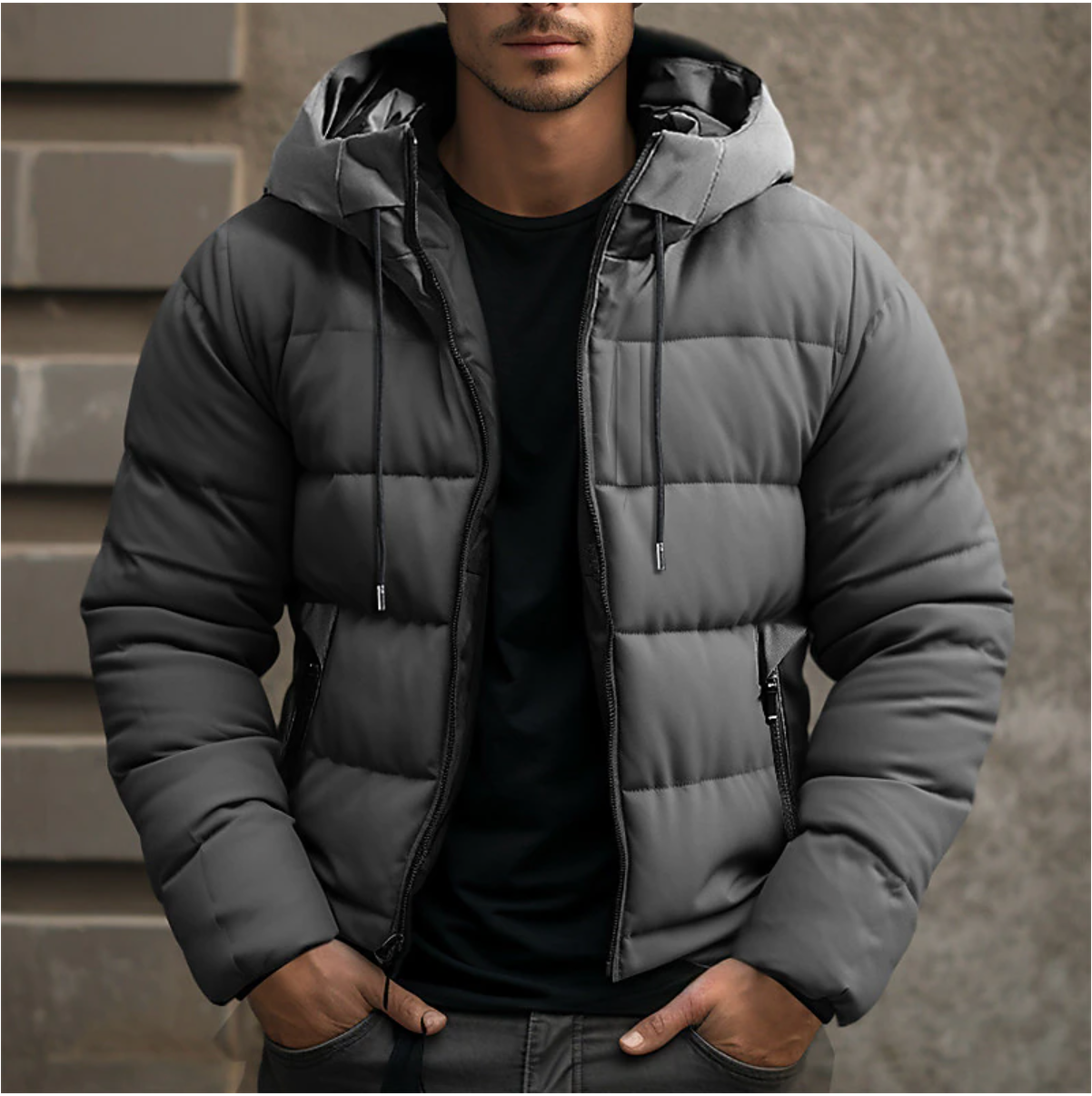Men’s Winter Hooded Zip-Up Padded Jacket | Coat