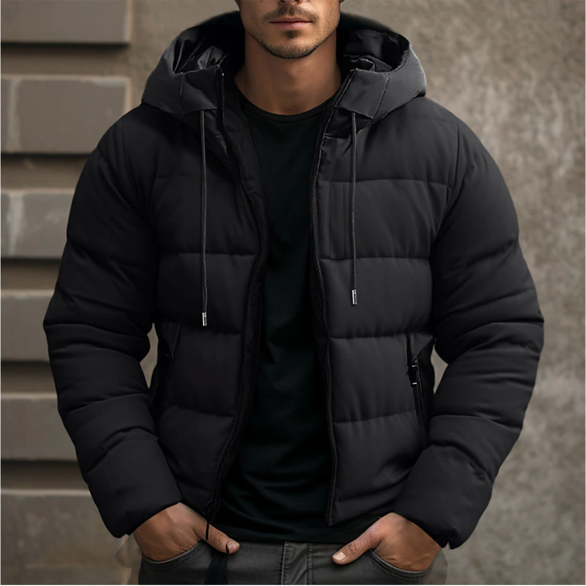 Men’s Winter Hooded Zip-Up Padded Jacket | Coat