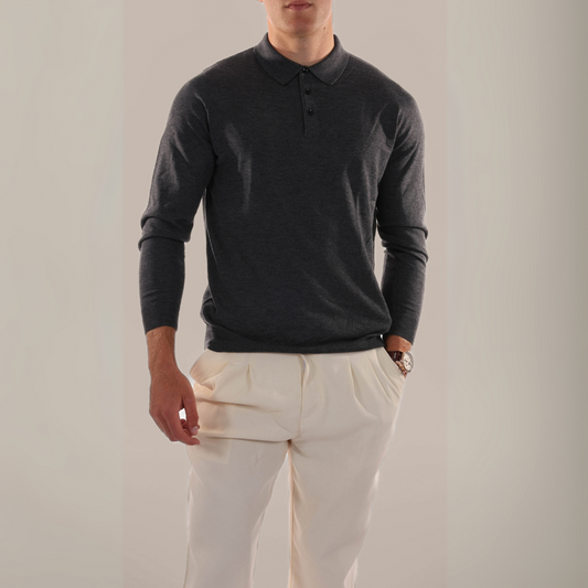 Men's Long Sleeve Polo Sweater | Casual