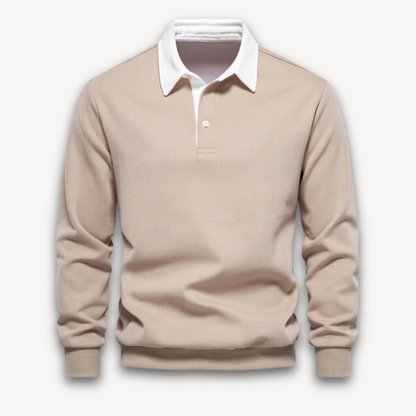 Men's Long-Sleeve Polo Sweater - Casual Wear
