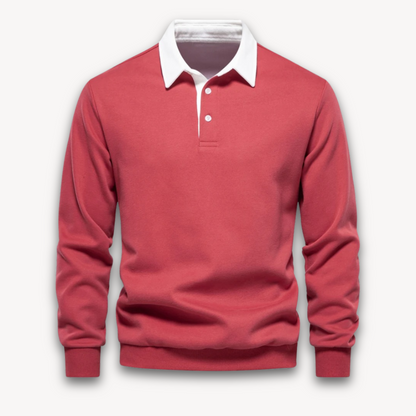 Men's Long-Sleeve Polo Sweater - Casual Wear