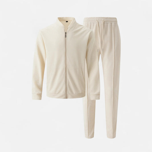 Men’s Long Sleeve Two-Piece Zipper Set – Relaxed Sophistication, All-Season Versatility
