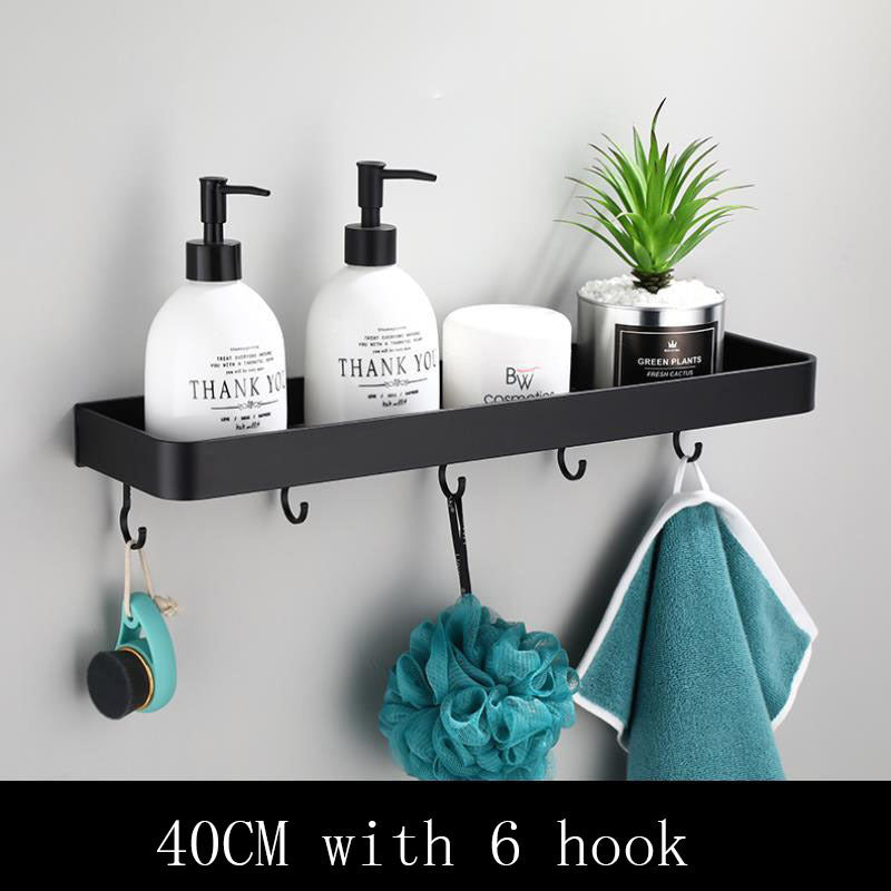 Black Space Aluminum Wall Shelf – Modern Minimalist Bathroom Storage Solution 10