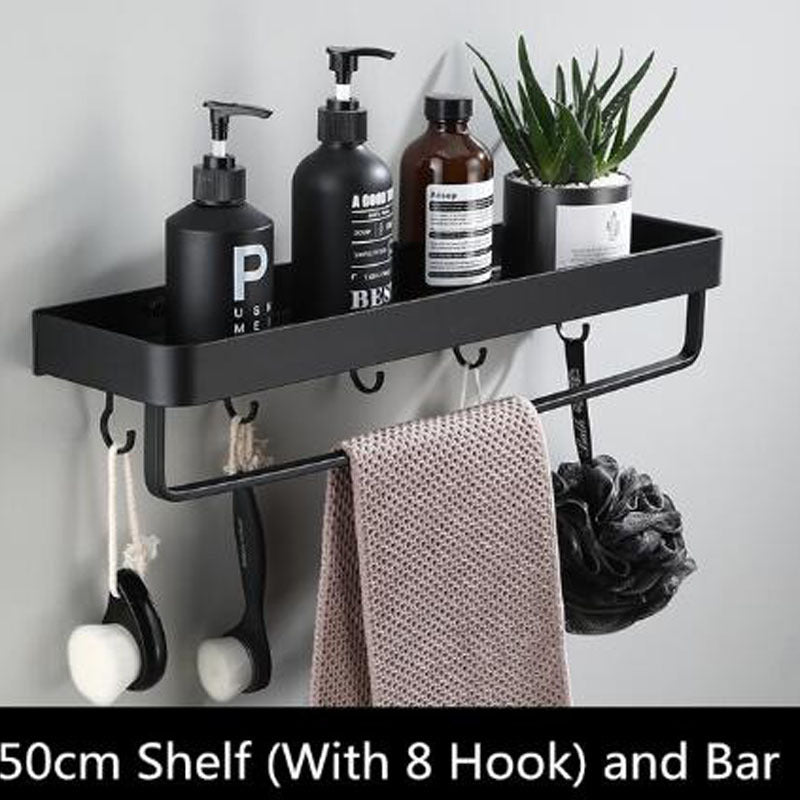 Black Space Aluminum Wall Shelf – Modern Minimalist Bathroom Storage Solution 13