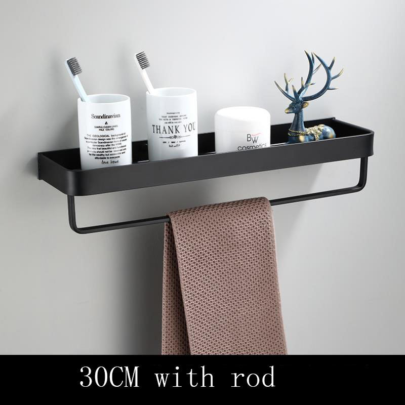 Black Space Aluminum Wall Shelf – Modern Minimalist Bathroom Storage Solution 4
