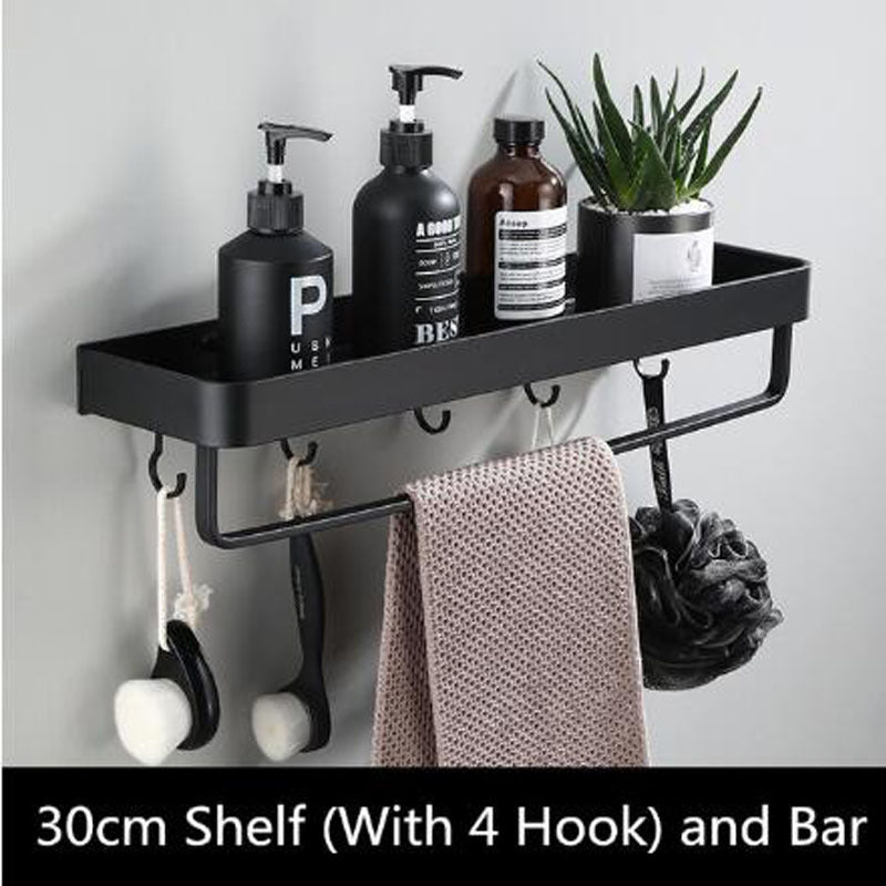 Black Space Aluminum Wall Shelf – Modern Minimalist Bathroom Storage Solution 5