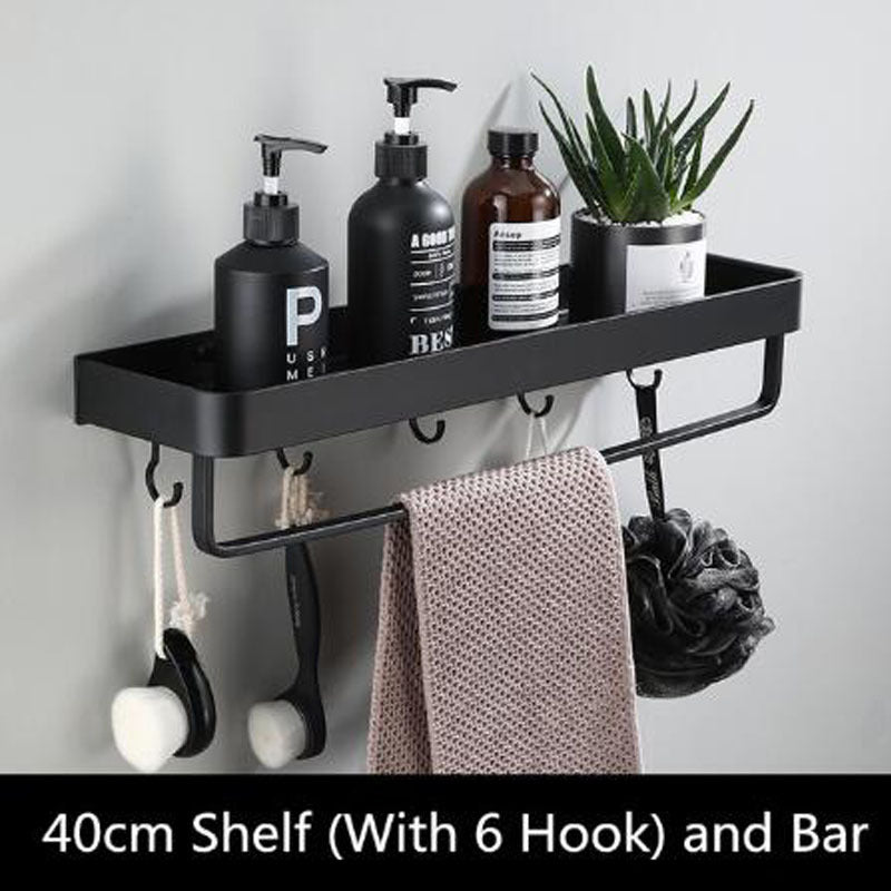 Black Space Aluminum Wall Shelf – Modern Minimalist Bathroom Storage Solution 9