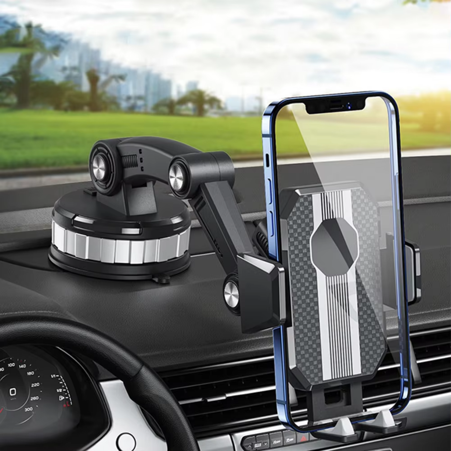 Car Phone Holder with Strong Suction Cup and 360° Rotation – One-Handed Mount for Smartphones 0