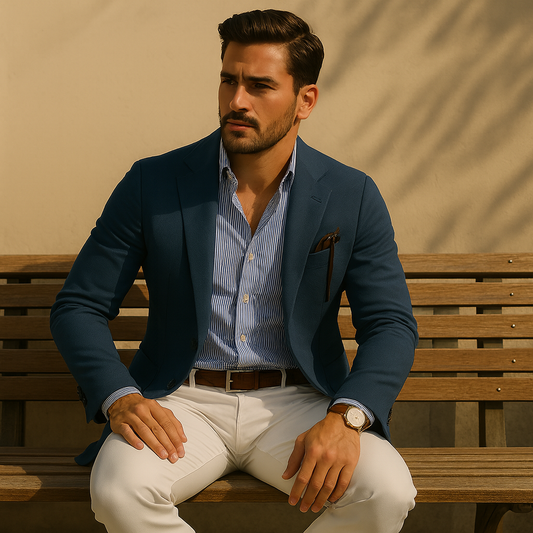 Stylish men's blazer with casual button pockets and Lapel collar