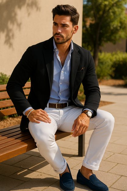 Stylish men's blazer with casual button pockets and Lapel collar