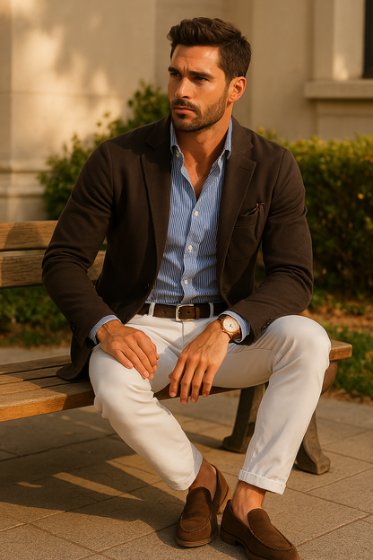 Stylish men's blazer with casual button pockets and Lapel collar