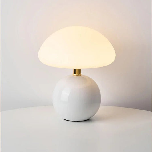 French Cream Mushroom Table Lamp with Adjustable LED Lights – Whimsical Bauhaus Design for Home Decor 0