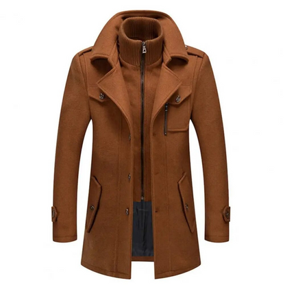 Men’s Button-Up High Neck Long Coat | Outerwear