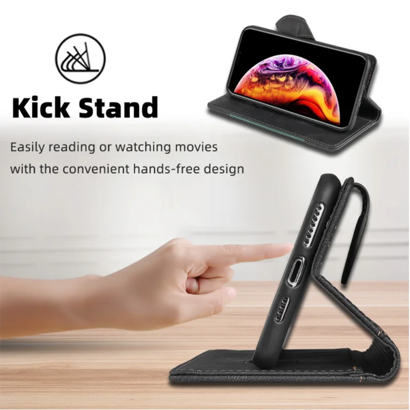 Magnetic Leather Wallet Phone Case for iPhone with Card Holder – Stylish Protection and Secure Closure 3