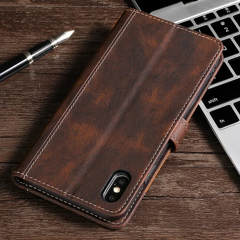 Magnetic Leather Wallet Phone Case for iPhone with Card Holder – Stylish Protection and Secure Closure 5
