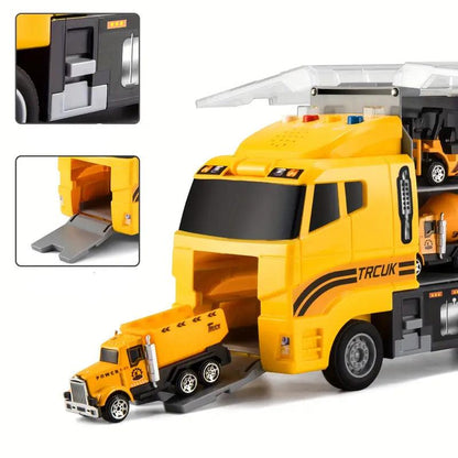 Portable Kids Construction Toy Vehicle Playset with Mini Trucks and Excavators for Imaginative Play 3