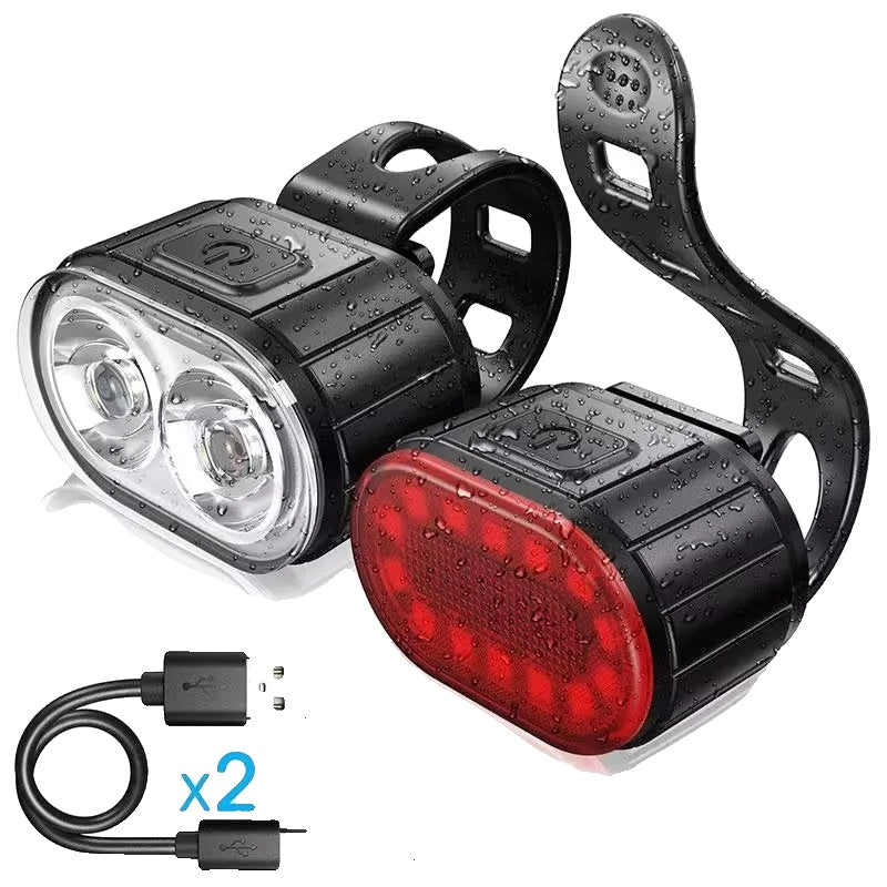 Rechargeable Waterproof Bike Light Set – Super Bright Headlight and Taillight with USB Charging for Safe Day and Night Cycling 0
