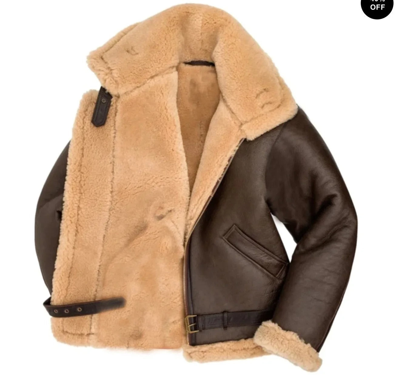 Shearling Aviator Jacket with Adjustable Fit and Vintage Style – Genuine Sheepskin Outerwear 3