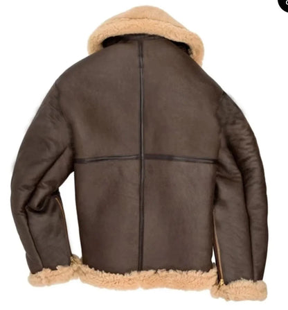 Shearling Aviator Jacket with Adjustable Fit and Vintage Style – Genuine Sheepskin Outerwear 4