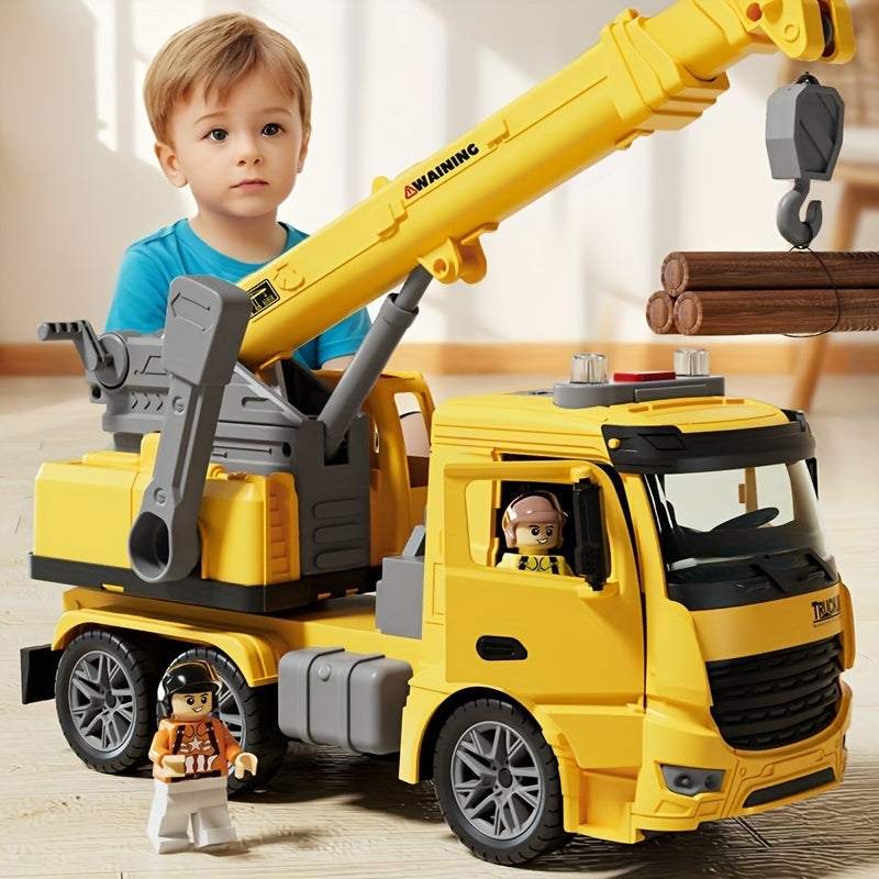 Toy Construction Crane Truck with Lights and Sounds – Movable Arm for Interactive Play, Durable Plastic, 3 Years and Up 0