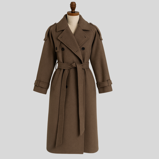 Women’s Elegant Belted Button Design | Coat