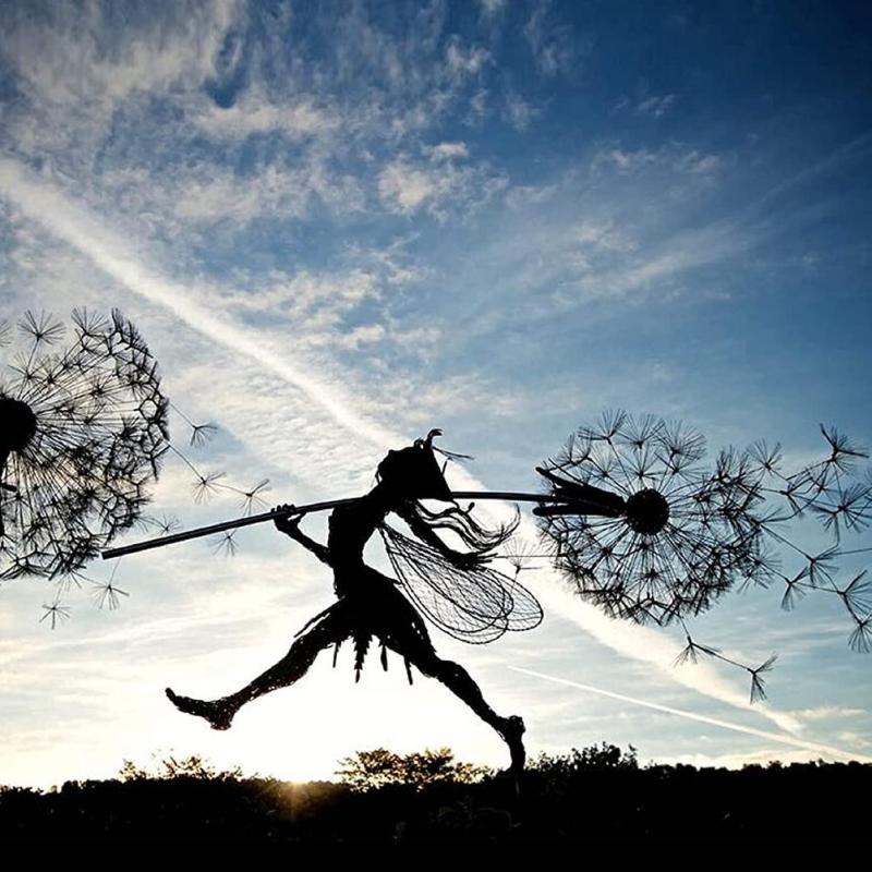 Weather-Resistant Metal Fairy Garden Sculpture – Whimsical Outdoor Statue for Enchanting Garden Decor 2