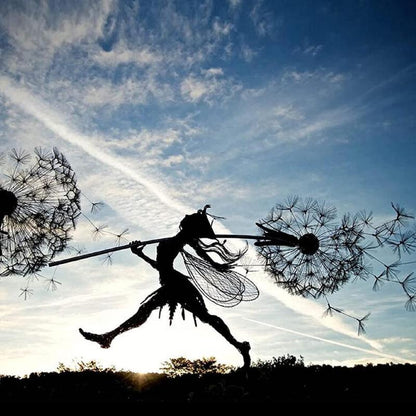 Weather-Resistant Metal Fairy Garden Sculpture – Whimsical Outdoor Statue for Enchanting Garden Decor 2