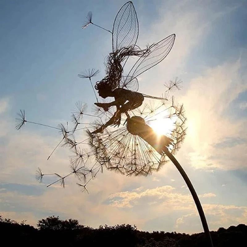 Weather-Resistant Metal Fairy Garden Sculpture – Whimsical Outdoor Statue for Enchanting Garden Decor 4