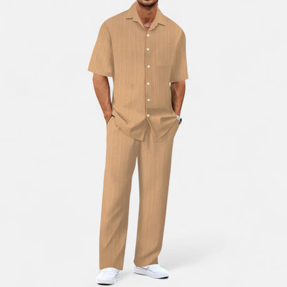 Men’s Long Two-Piece Set – Relaxed Refinement, All-Season Versatility