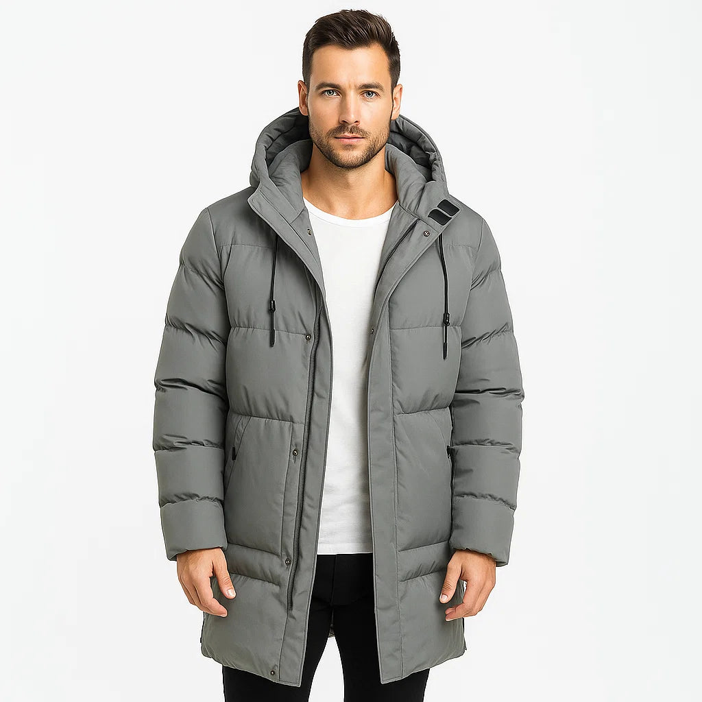 Men’s Hooded Puffer Jacket | Long